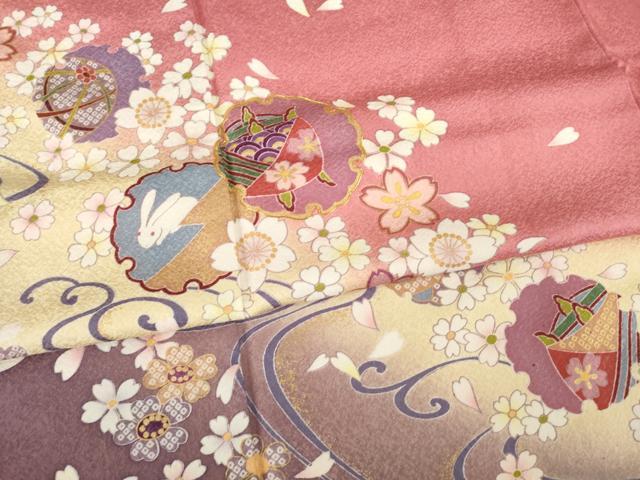 刺繍　相良刺繍　雪輪　うさぎ　花びら　小紋　着物　025w 刺繍 相良刺繍 雪輪 うさぎ 花びら 小紋 着物 025w 【公式通販】