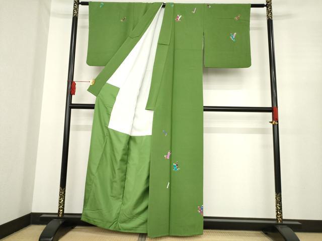 平和屋着物○染色作家 草野一騎 訪問着 竹 金彩 正絹 逸品 AABE6830ck