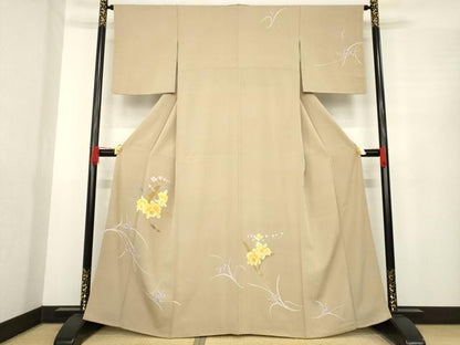 平和屋着物●訪問着 手描き 舞花文 正絹 逸品 AABE6840ck