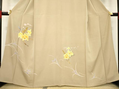 平和屋着物●訪問着 手描き 舞花文 正絹 逸品 AABE6840ck