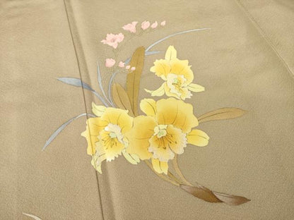 平和屋着物●訪問着 手描き 舞花文 正絹 逸品 AABE6840ck