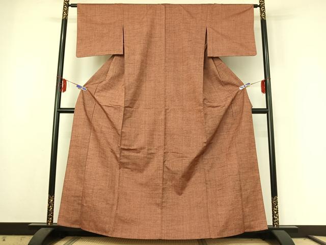 平和屋着物▽上質な紬　単衣　縞　正絹　逸品　AABE6841jh