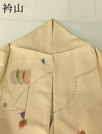平和屋着物▽上質な紬　単衣　幾何学文様　正絹　逸品　AABE6842jh