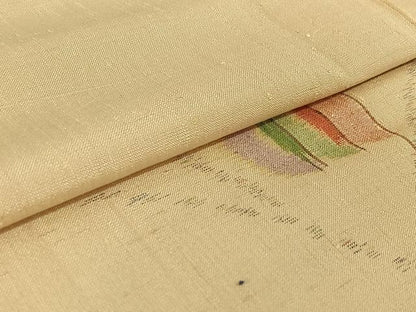 平和屋着物▽上質な紬　単衣　幾何学文様　正絹　逸品　AABE6842jh