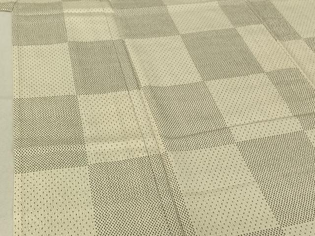 平和屋着物▽本塩沢 単衣 市松文様 正絹 逸品 AABE6844jh