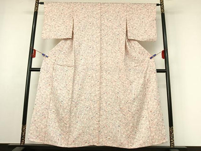平和屋着物▽上質な小紋 単衣 南天文 正絹 逸品 AABE6846jh