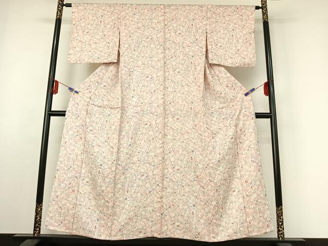 平和屋着物▽上質な小紋 単衣 南天文 正絹 逸品 AABE6846jh