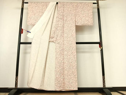 平和屋着物▽上質な小紋 単衣 南天文 正絹 逸品 AABE6846jh