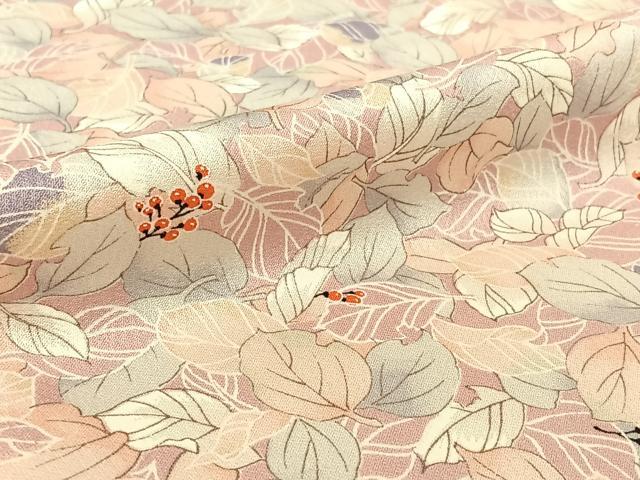 平和屋着物▽上質な小紋 単衣 南天文 正絹 逸品 AABE6846jh