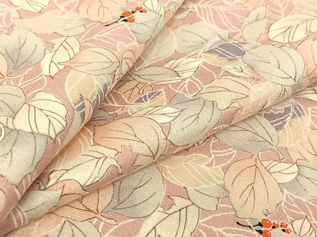 平和屋着物▽上質な小紋 単衣 南天文 正絹 逸品 AABE6846jh
