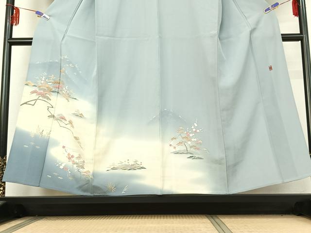 平和屋着物▽訪問着 単衣 作家物 松竹梅風景文 暈し染め 正絹 逸品 AABE6847jh