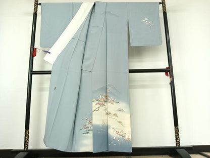 平和屋着物▽訪問着 単衣 作家物 松竹梅風景文 暈し染め 正絹 逸品 AABE6847jh