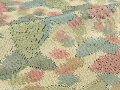 平和屋着物▽上質な紬 単衣 舞蝶文 正絹 逸品 AABE6851jh