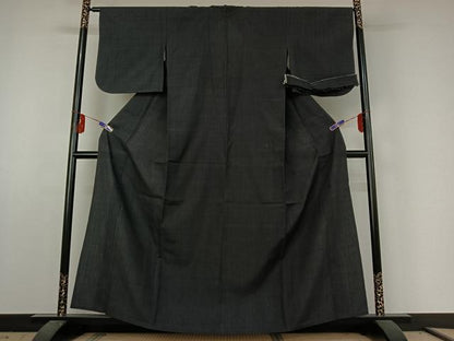 平和屋着物▽本場結城紬 重要無形文化財 単衣 色無地 羊羹色 正絹 逸品 AABE6852jh