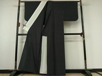 平和屋着物▽本場結城紬 重要無形文化財 単衣 色無地 羊羹色 正絹 逸品 AABE6852jh