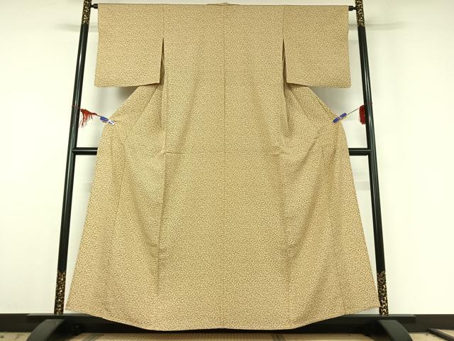 平和屋着物▽上質な小紋　単衣　草花文　正絹　逸品　AABE6853jh