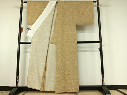 平和屋着物▽上質な小紋　単衣　草花文　正絹　逸品　AABE6853jh