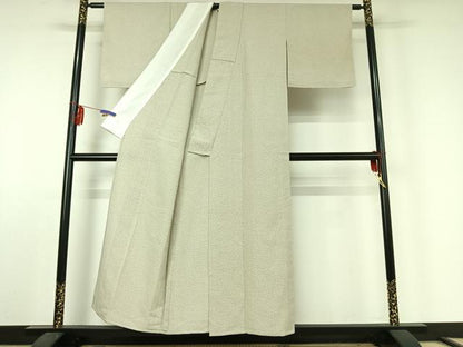 平和屋着物▽本塩沢　単衣　蚊絣　正絹　逸品　AABE6855jh