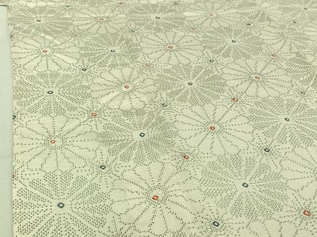 平和屋着物▽上質な紬　単衣　菊　正絹　逸品　AABE6856jh 平和屋着物▽上質な紬 単衣 菊 正絹 逸品 AABE6856jh