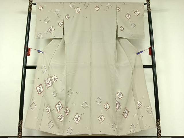 平和屋着物▽訪問着　単衣　菱花文　金彩　正絹　逸品　AABE6857jh