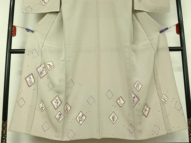 平和屋着物▽訪問着　単衣　菱花文　金彩　正絹　逸品　AABE6857jh