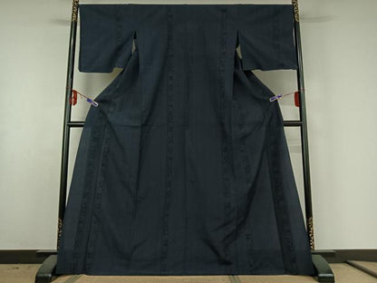 平和屋着物▽本塩沢 単衣 花間道 正絹 逸品 AABE6858jh