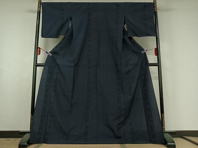 平和屋着物▽本塩沢 単衣 花間道 正絹 逸品 AABE6858jh