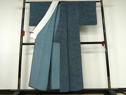 平和屋着物▽人間国宝 初代六谷梅軒の息子 二代目 六谷梅軒(六谷博臣)江戸小紋 単衣 松竹梅風景文 証紙付き 正絹 逸品 AABE6859jh