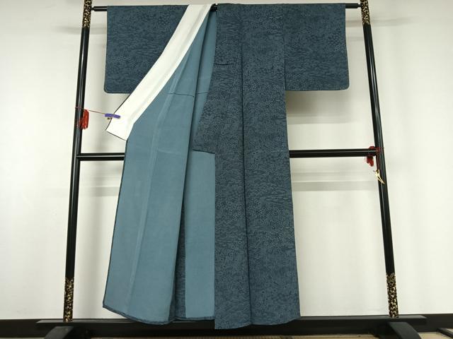 平和屋着物▽人間国宝 初代六谷梅軒の息子 二代目 六谷梅軒(六谷博臣)江戸小紋 単衣 松竹梅風景文 証紙付き 正絹 逸品 AABE6859jh