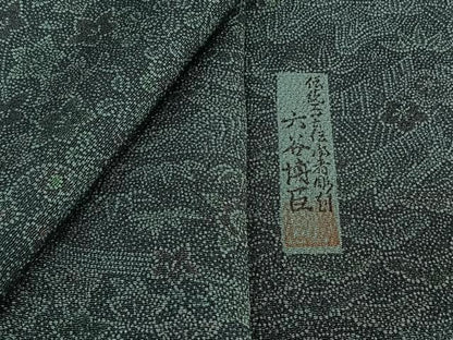 平和屋着物▽人間国宝 初代六谷梅軒の息子 二代目 六谷梅軒(六谷博臣)江戸小紋 単衣 松竹梅風景文 証紙付き 正絹 逸品 AABE6859jh