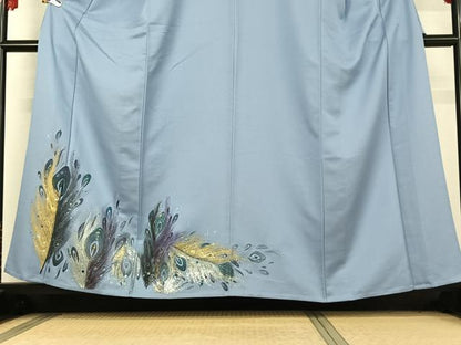 平和屋着物▽人間国宝・羽田登喜男　訪問着　単衣　孔雀花文　金銀彩　そごう扱い　正絹　逸品　AABE6860jh