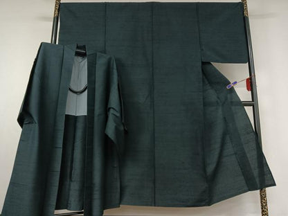 平和屋着物▽男性 紬 単衣 アンサンブル 褐返色 正絹 逸品 AABE6862jh