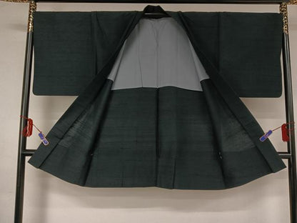 平和屋着物▽男性 紬 単衣 アンサンブル 褐返色 正絹 逸品 AABE6862jh