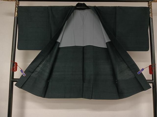 平和屋着物▽男性 紬 単衣 アンサンブル 褐返色 正絹 逸品 AABE6862jh