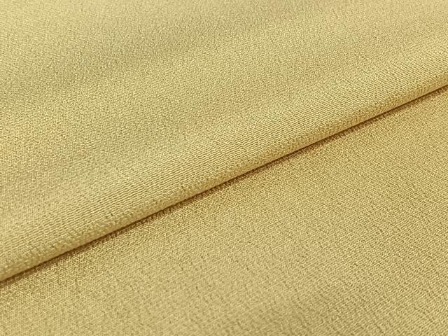 平和屋着物▽お召 単衣 鳥の子色 正絹 逸品 AABE6863jh