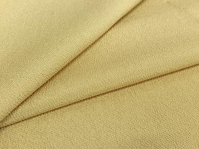 平和屋着物▽お召 単衣 鳥の子色 正絹 逸品 AABE6863jh