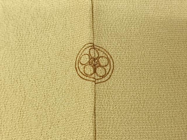 平和屋着物▽お召 単衣 鳥の子色 正絹 逸品 AABE6863jh