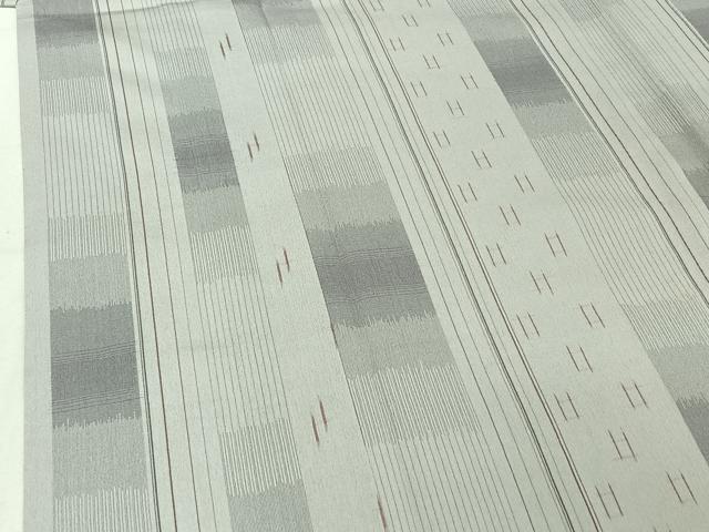 平和屋着物▽お召 単衣 幾何学文様 正絹 逸品 AABE6865jh