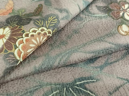 平和屋着物▽上質な小紋　単衣　流水花文　金彩　正絹　逸品　AABE6866jh
