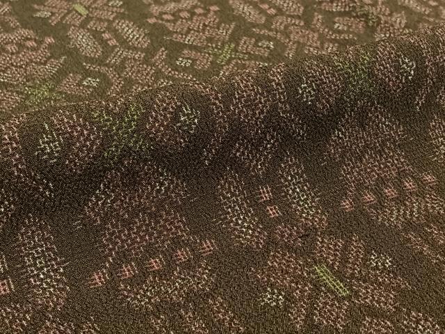 平和屋着物▽本塩沢 単衣 幾何学文様 正絹 逸品 AABE6867jh