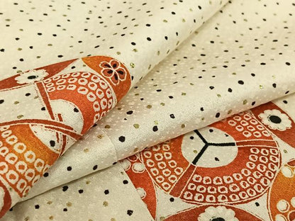 平和屋着物▽上質な小紋 単衣 扇面花文 金彩 正絹 逸品 AABE6868jh