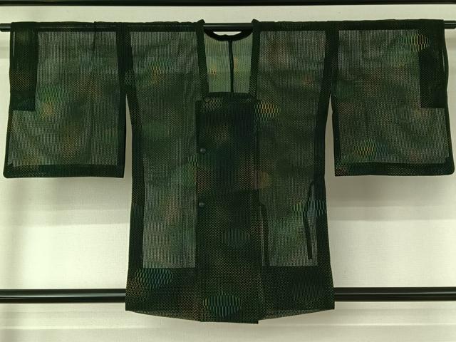 平和屋着物▽道行コート　スリーシーズン　春夏秋　塵除け　幾何学文様　正絹　逸品　AABE6870jh