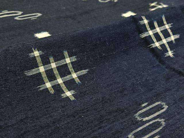 平和屋着物▽上質な紬 単衣 幾何学文様 正絹 逸品 AABE6872jh