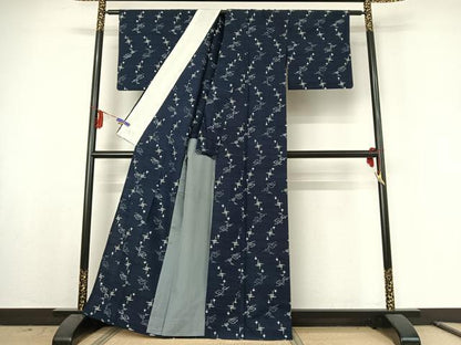 平和屋着物▽上質な紬 単衣 松 正絹 逸品 AABE6874jh