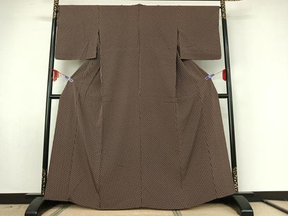 平和屋着物▽上質な小紋 単衣 幾何学文様 正絹 逸品 AABE6875jh