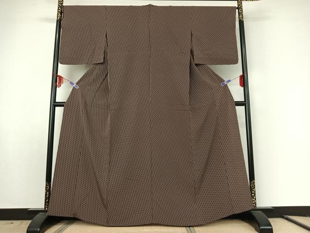 平和屋着物▽上質な小紋 単衣 幾何学文様 正絹 逸品 AABE6875jh