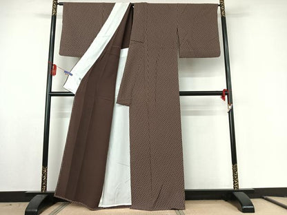 平和屋着物▽上質な小紋 単衣 幾何学文様 正絹 逸品 AABE6875jh