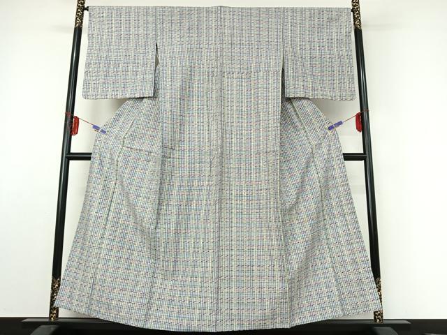 平和屋着物▽上質な紬　単衣　縞　正絹　逸品　AABE6876jh