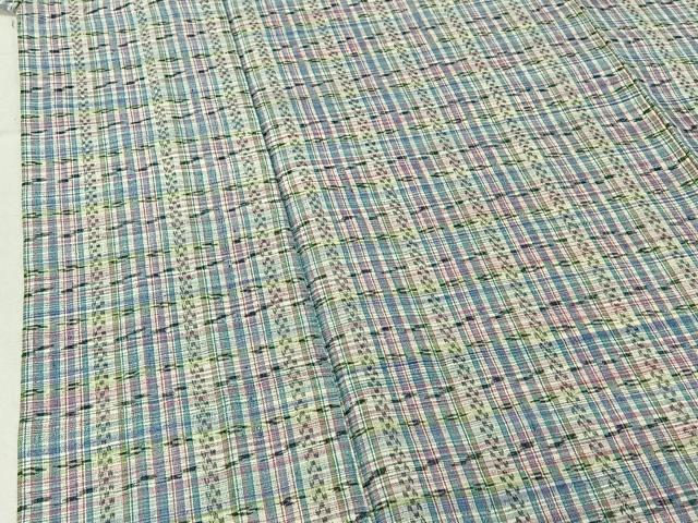 平和屋着物▽上質な紬　単衣　縞　正絹　逸品　AABE6876jh