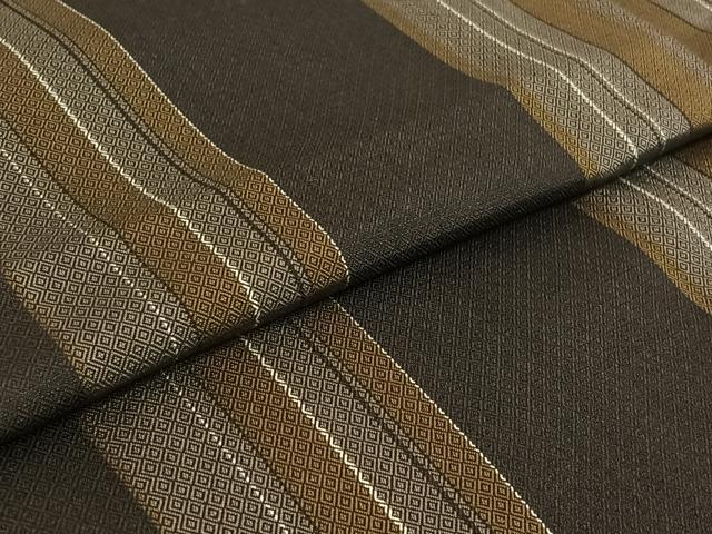 平和屋着物▽本場黄八丈　まるまなこ　紬　黒八丈　単衣　ロング丈　正絹　逸品　AABE6880jh